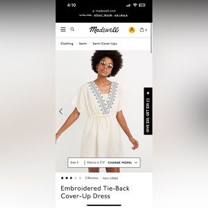 Madewell Embroidered Tie-Back Cover Up Dress XS
